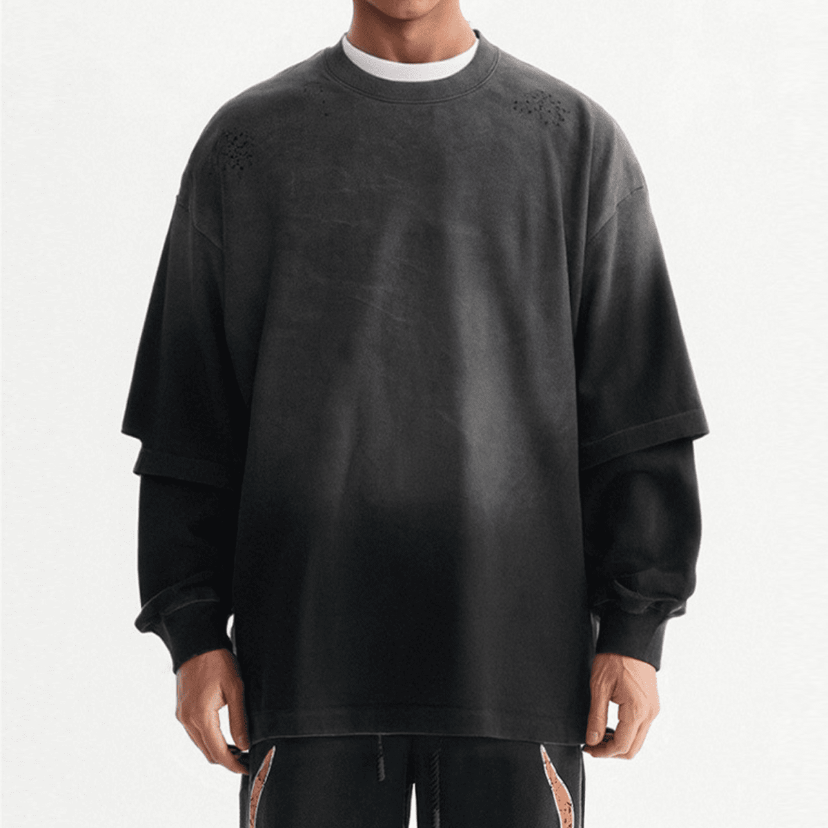 Unisex Washed Vintage Double-gauze Long-sleeve T-shirt（280GSM）
