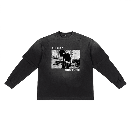 Unisex Washed Vintage Double-gauze Long-sleeve T-shirt（280GSM）