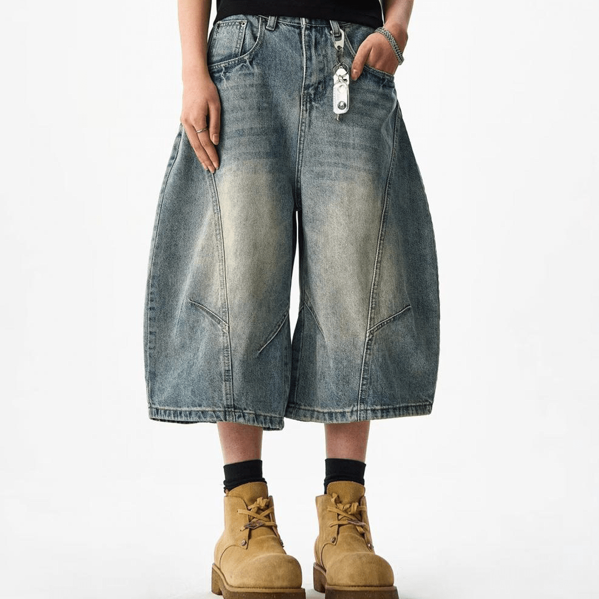 "TORN" JORTS (LIGHT BLUE)